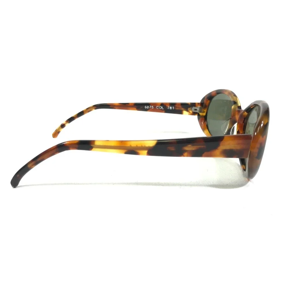 Mikli Sunglasses 6075 COL 281 Small Tortoise Round Frames with Green Lenses